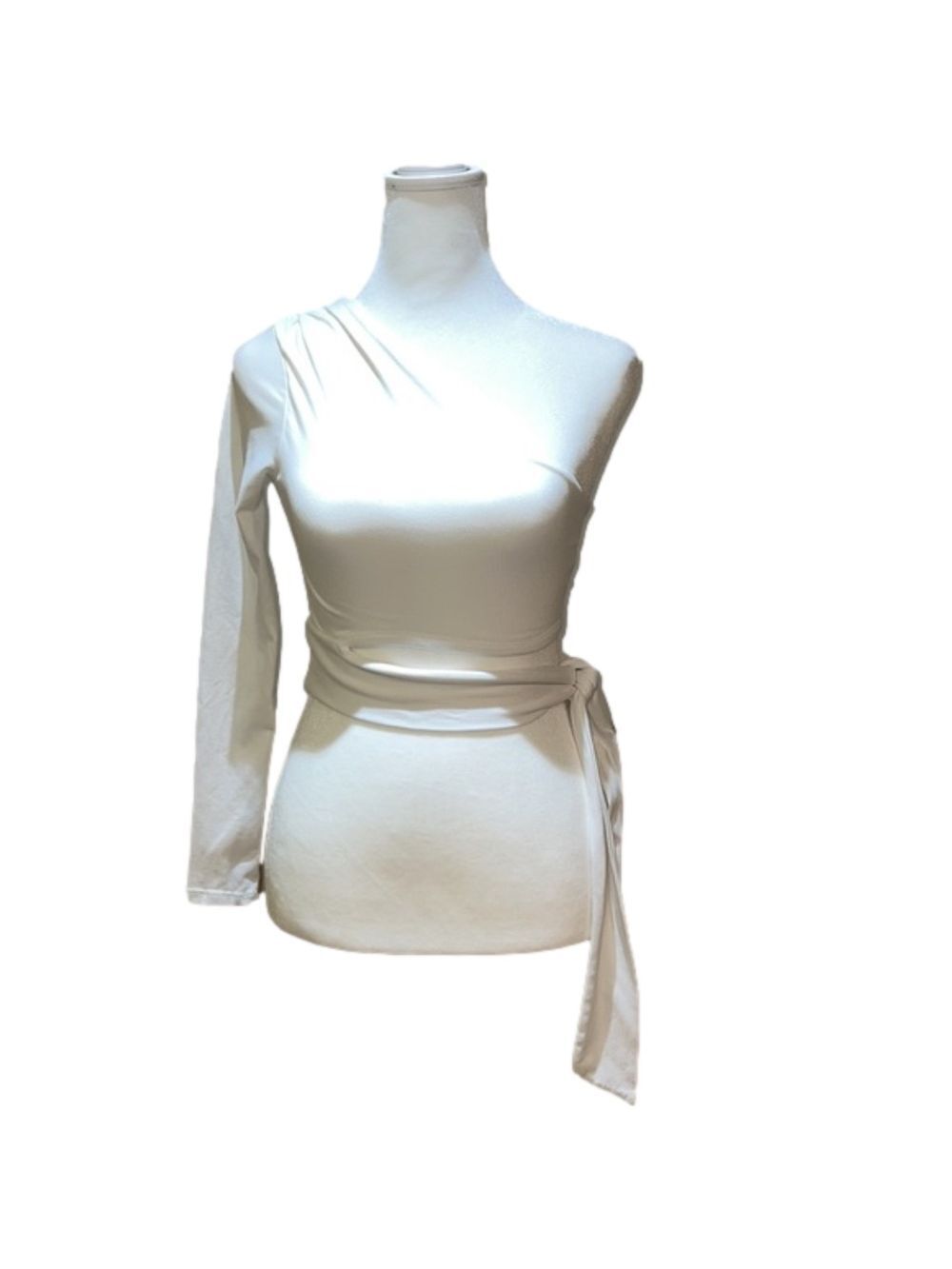 Diosa White One Shoulder Crop Top Size Extra Small